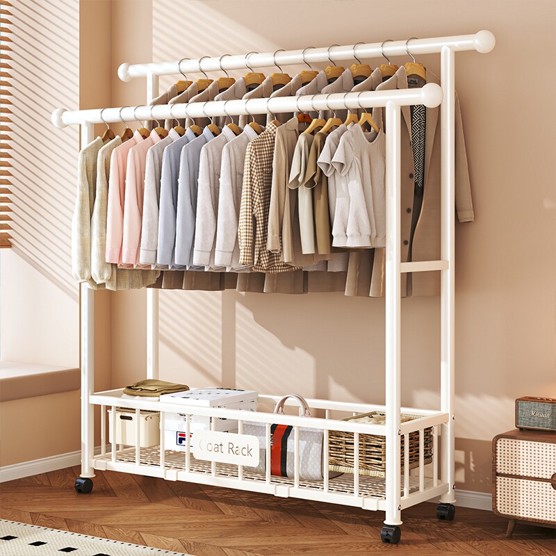 衣帽架落地卧室家用挂衣服架可移动室内晾衣架加粗简易衣架置物架