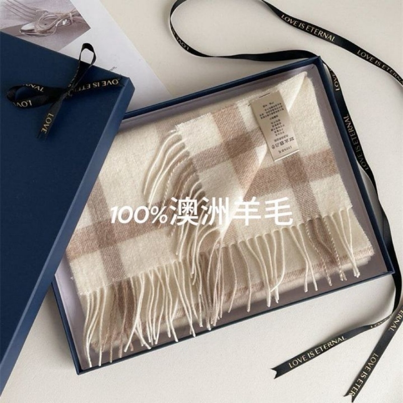 2025新品澳洲100%纯羊毛围巾英伦百搭格子秋冬季礼盒装围脖送礼物