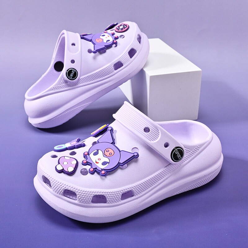 库洛米儿童洞洞鞋女童拖鞋2026夏季新款沙滩凉拖防滑软底卡通厚底