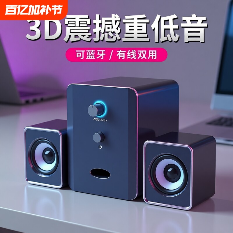 高音质小型台式电脑音箱笔记本家用迷你有线音响大音量超重低音炮