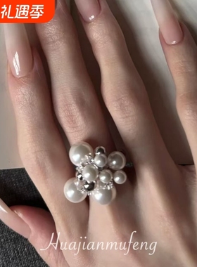 设计款!法式优雅闪钻戒指女精致贵气感食指戒开口指环叠戴手饰品