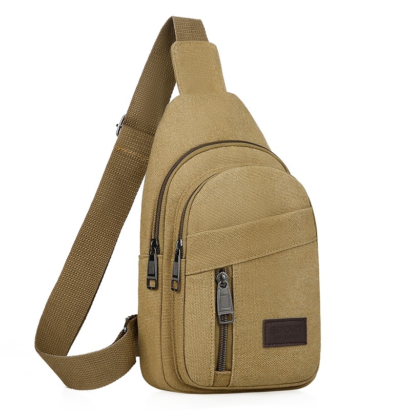 多功能运动斜挎包潮腰包男士帆布胸包男包包韩版休闲小背包单肩包