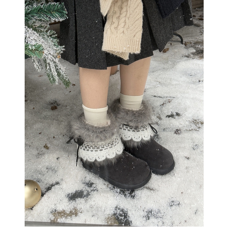 2025秋冬新款千禧风毛毛雪地靴加绒内增高保暖东北棉鞋短靴防水