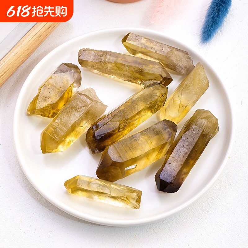 天然黄水晶柱权杖骨干 黄水晶单晶体 黄水晶矿石香薰石扩香石矿标