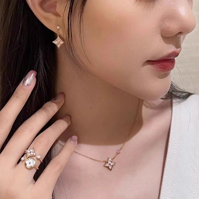 轻奢白贝母四叶草粉贝母四花五花手链女925银镀18k玫瑰金百搭项链