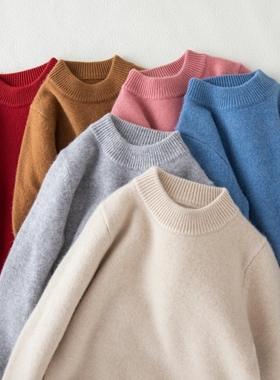 秋冬儿童羊毛衫打底半高领加厚羊绒衫女童宝宝毛衣黑色纯色白色