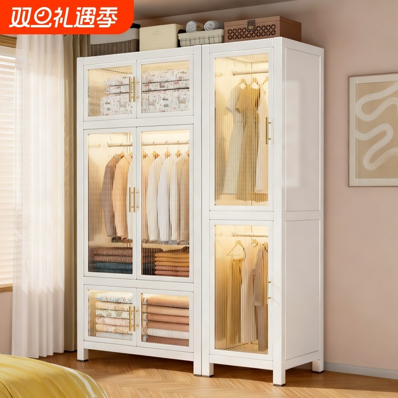简易衣柜卧室家用出租房用组装金属全钢架新款衣橱小户型收纳柜子