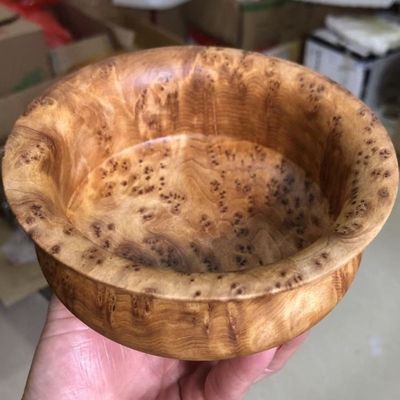 杉木榴疤花藏碗中式木碗整木掏空蒙古碗禅意茶室桌面香薰摆件