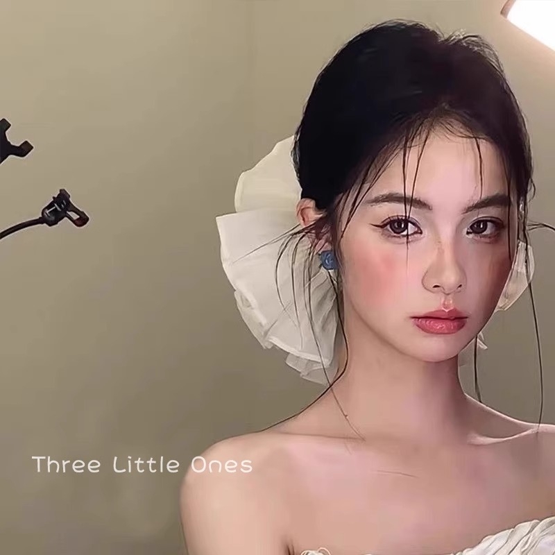 超大褶皱双层发圈大肠圈高级感头绳头花气质新娘结婚法式婚纱配饰