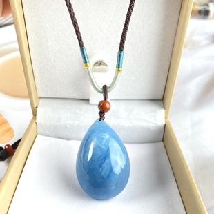 海蓝宝吊坠一物一图冰种绿柱石海蓝宝水滴原石水晶男女吊坠