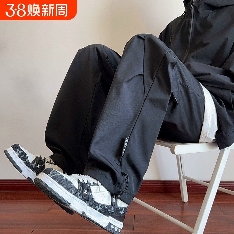 男童软壳冬装儿童加绒冲锋裤2026秋冬防风运动工装裤阔腿裤黑色