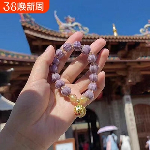 厦门南普陀紫兰花香芋紫琉璃响铃铛醒狮手串幸福吉祥如意女手链