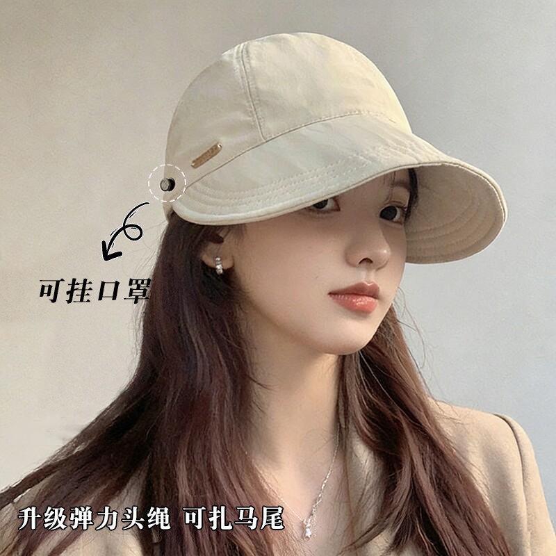 同款大头围口罩防晒帽防紫外线遮阳速干鸭舌渔夫棒球帽薄款显脸小
