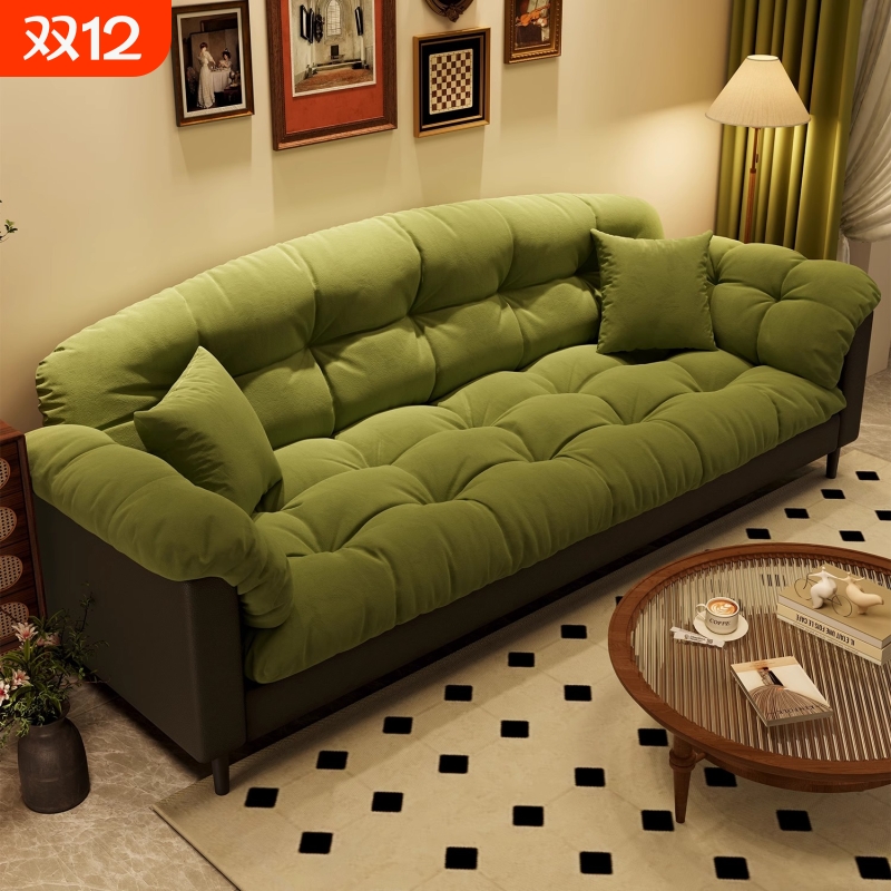 2025新款现代简约小户型懒人沙发客厅双人出租房卧室直排布艺沙发