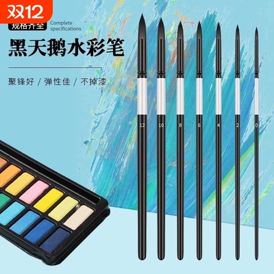 黑天鹅水彩笔数字油画专用丙烯水粉颜料笔勾线涂色便携可拆油画笔