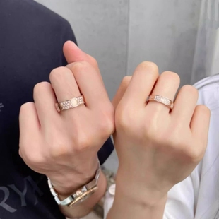 钉子戒指男女18K玫瑰金love满天星情侣对戒指环黄金白金窄版宽版