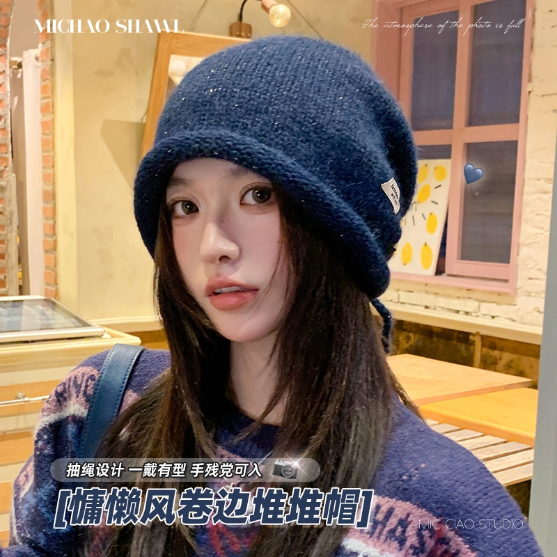 秋季美式复古显脸小堆堆包头帽女