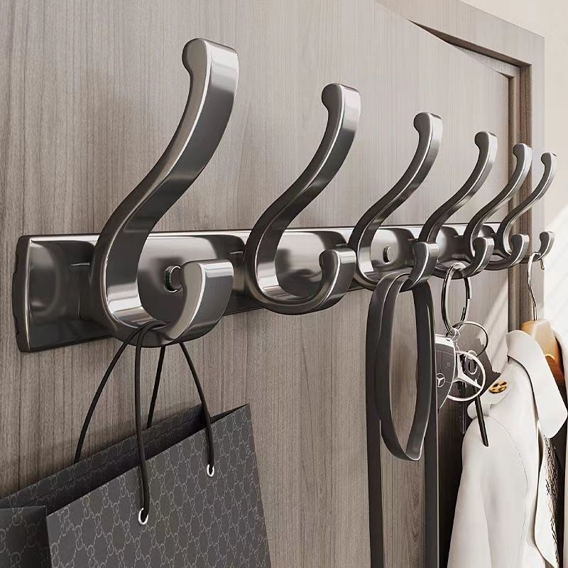 挂衣架壁挂墙上门后挂衣钩免打孔排钩强力承重衣帽钩墙面厨房加长
