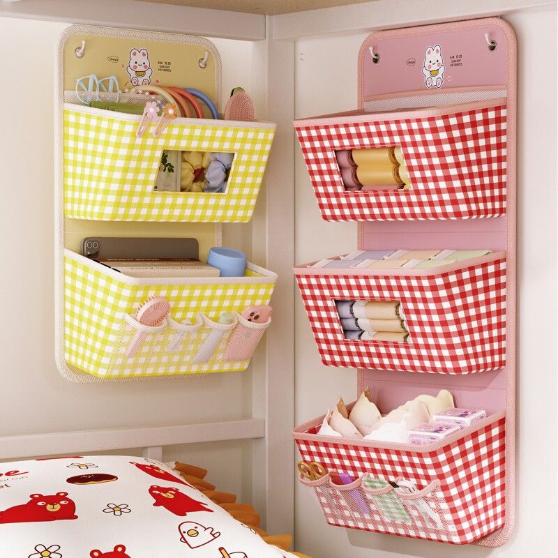 宿舍床上挂袋衣柜挂式门后墙上置物架内衣杂物收纳盒袋上铺置物袋