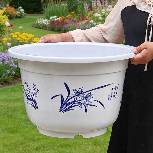 塑料荷花盆仿陶瓷特大号种植盆
