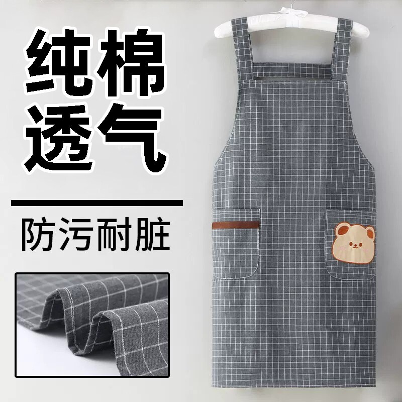 无袖围裙厨房专用防污家用做饭纯棉透气夏天薄款女士上班干活新款