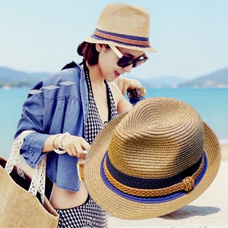沙滩帽子女夏季韩版学生时尚休闲百搭海边遮阳防晒太阳帽亲子草帽