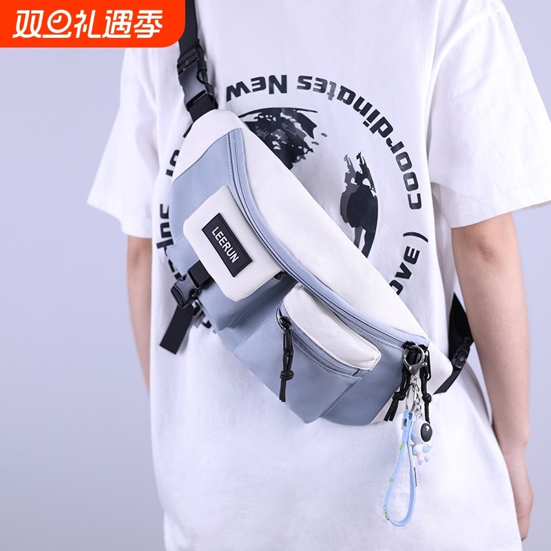 潮酷斜挎包男胸包潮流学生单肩包百搭休闲男士腰包随身包防水可放