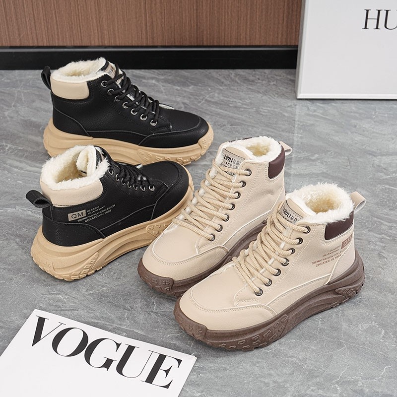 踩屎感加绒棉鞋女2025新款冬季保暖松糕底软底运动休闲雪地靴子女