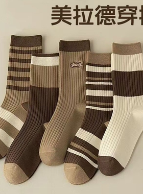 袜子女中筒袜秋冬款潮百搭高颜值森系男女袜堆堆袜女士美拉德袜子
