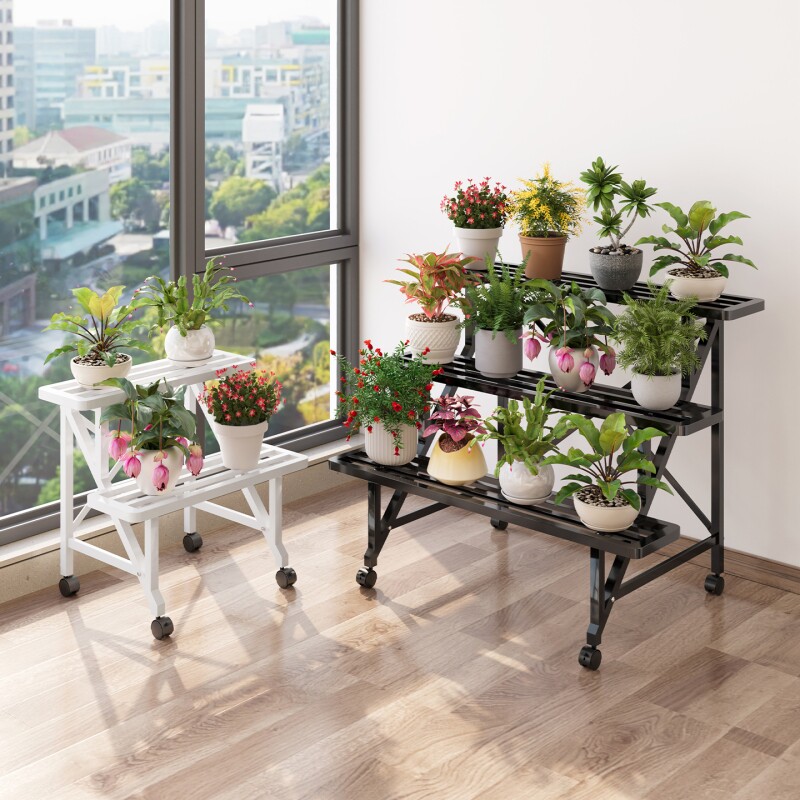 花架可移动花盆架加厚盆栽植物花架子长方形金属绿植防水阶梯室内