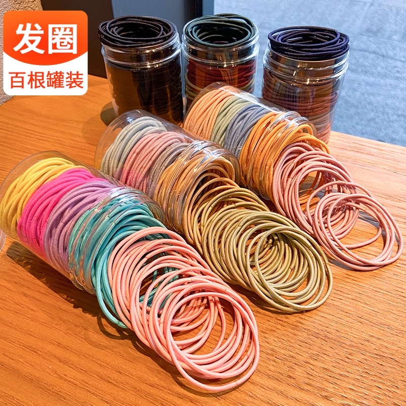 简约皮筋扎头发大圈超细高弹力胶圈女耐用成人头绳细款细小黑色