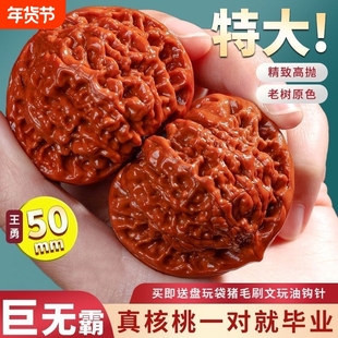 文玩核桃麒麟纹官帽野生核桃50-55盘玩白茬矮桩王勇