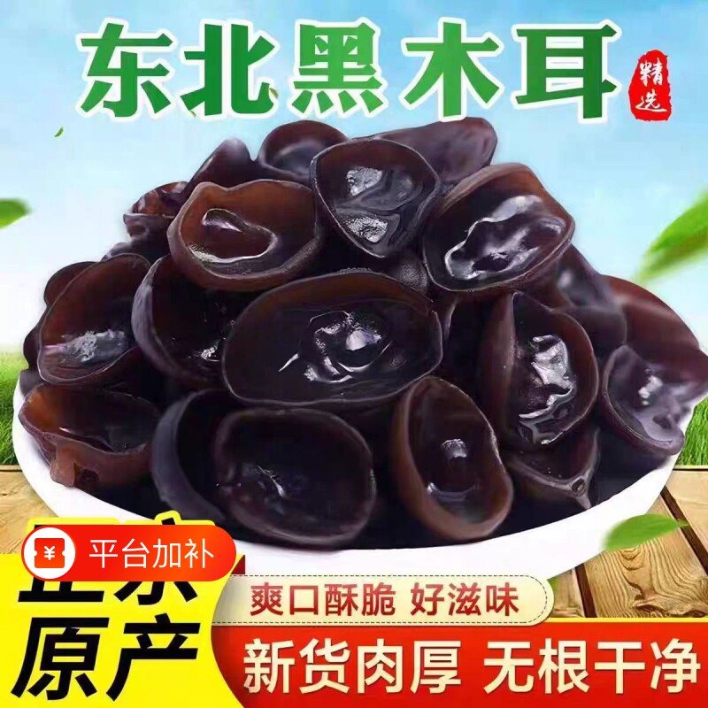 东北黑木耳干货木耳农家小碗木耳头茬秋木耳无根厚实脆爽家用菌菇