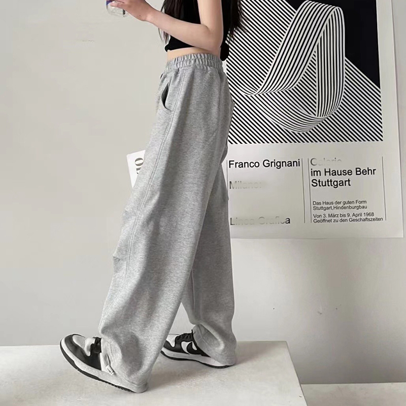 女童童装春秋运动直筒裤男童休闲裤2025儿童卫裤裤子时尚灰色黑色