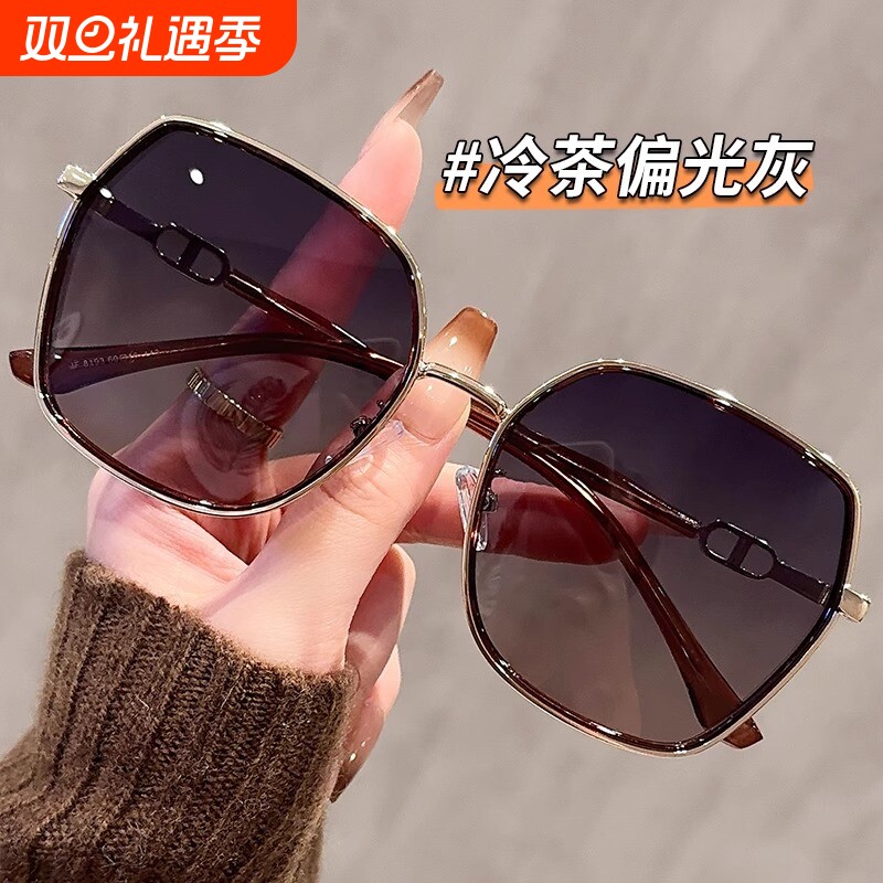 2025新款大框偏光墨镜女款适合方圆脸闪粉设计太阳镜防晒防紫外线