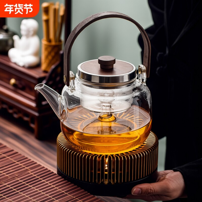 唐丰温茶器套装蜡烛加热保温底座围炉煮茶花茶壶暖茶炉玻璃壶茶水