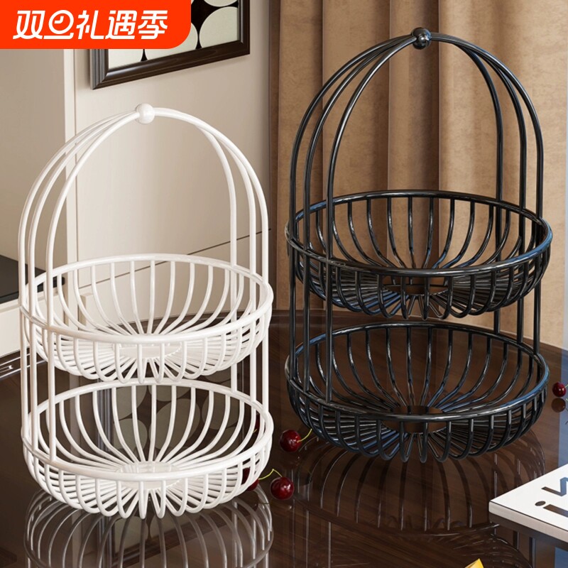 欧式高档多层果盘家用客厅轻奢精致果篓乔迁新居干果零食果篮金色