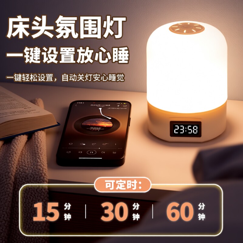 充电触摸小夜灯拍拍照明灯婴儿喂奶氛围台灯护眼床头灯卧室睡眠灯