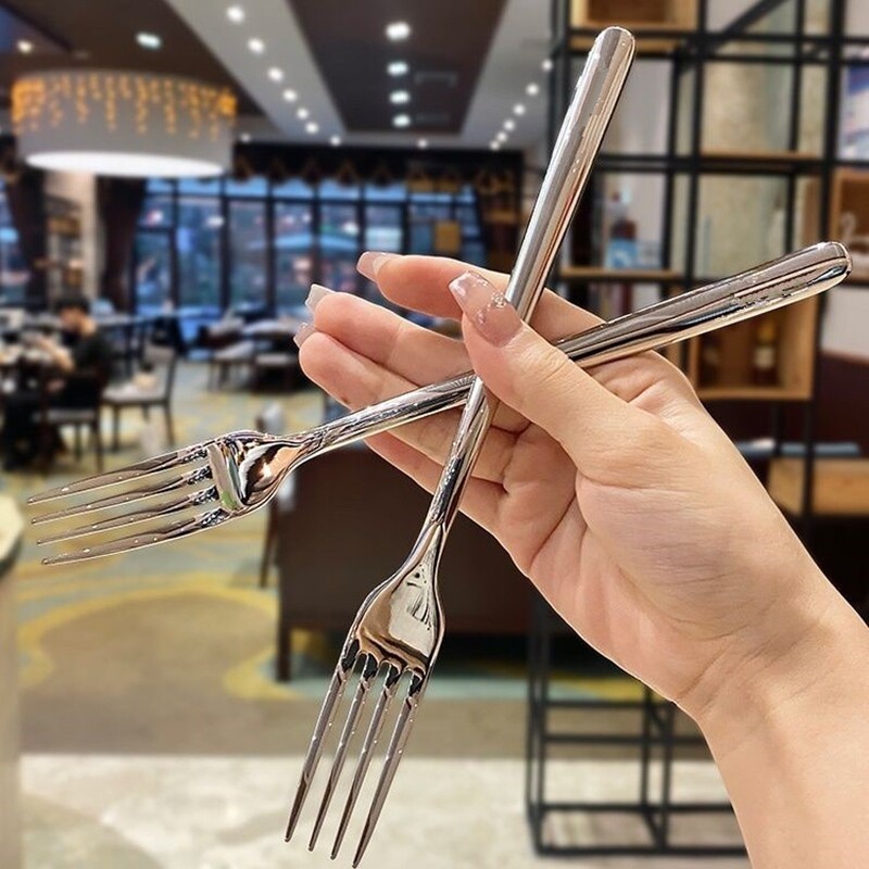 304高档不锈钢酒店用316长柄加厚牛排叉沙拉叉水410餐厅家用