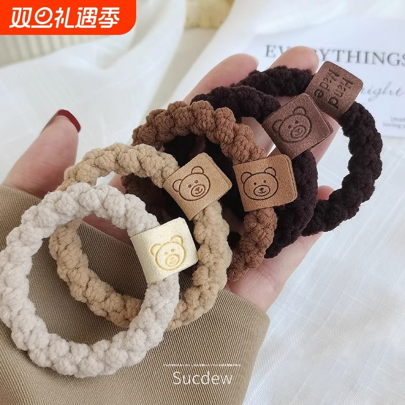 时尚可爱小熊皮筋女扎头发绳头饰秋冬毛绒发圈高弹力耐用头绳发饰