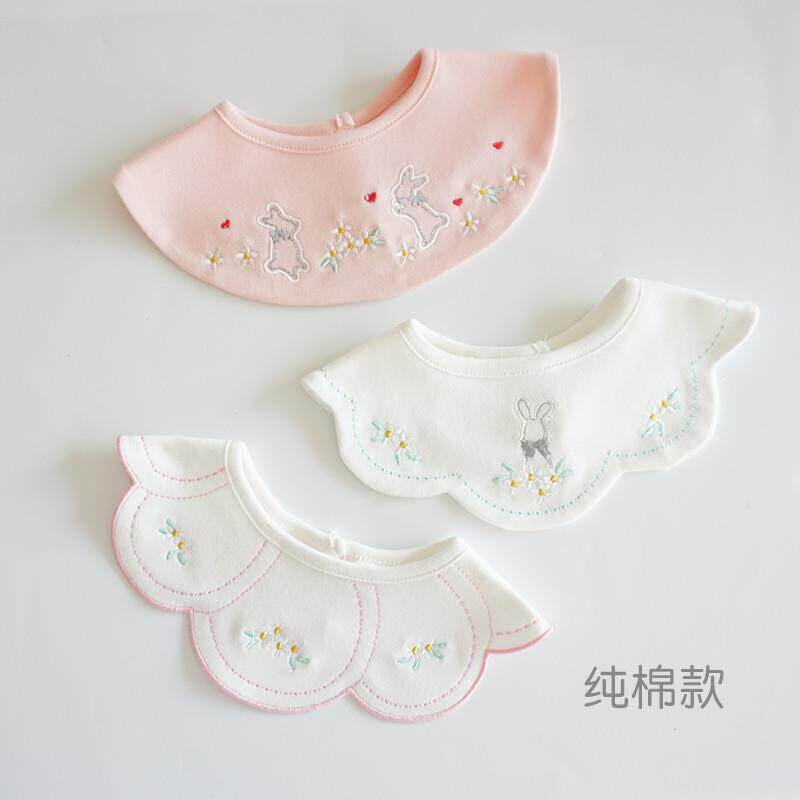 ins韩版新款婴儿围嘴花瓣360旋转宝宝口水巾纯棉纱布围兜假领套