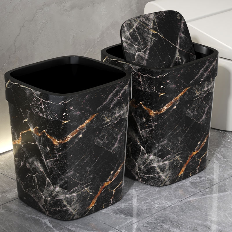 创意高颜值家用大理石方形垃圾桶大容量客厅卧室轻奢网红纸篓