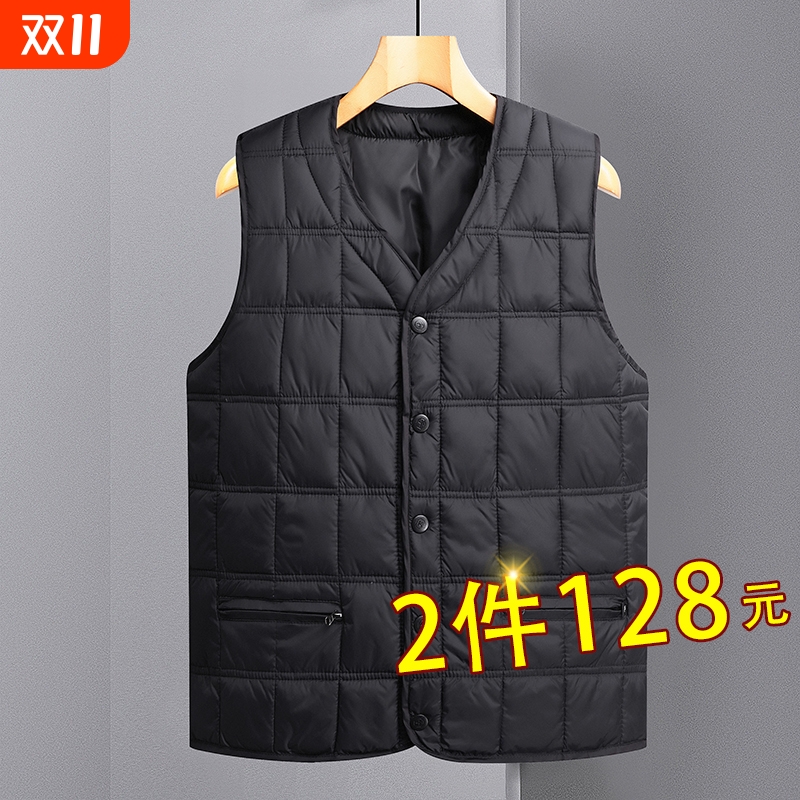 爸爸冬季棉马甲中老年大码背心男士加厚保暖内穿轻薄款坎肩爷爷装