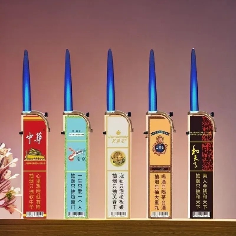 金属防风打火机2024新款细长直冲蓝焰简约加厚充气高颜值便捷批发