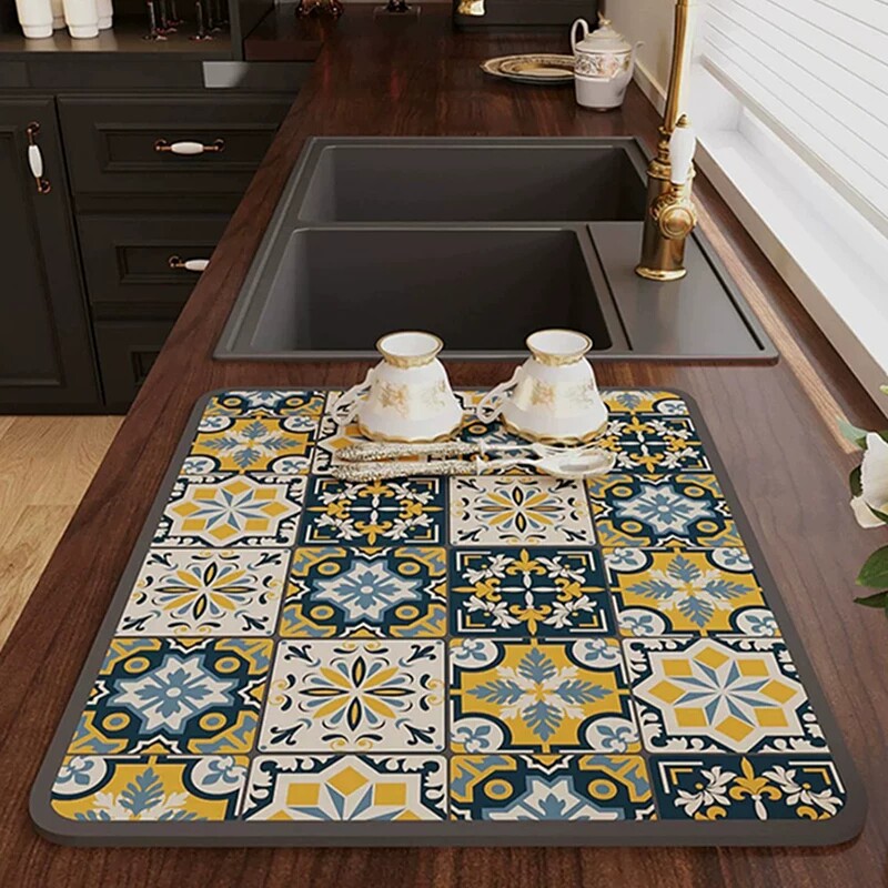 厨房台面沥水垫硅藻泥吸水垫干燥垫杯垫免洗茶台吧台垫桌面防滑