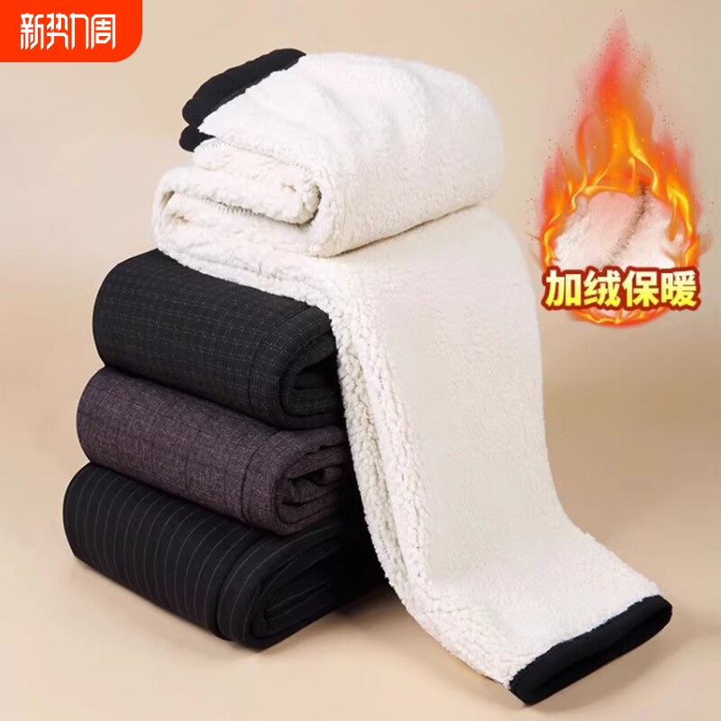 妈妈秋冬款裤子中老年女加绒加厚休闲裤奶奶羊羔绒保暖裤外穿春秋