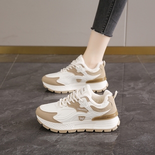 女2025新款 显脚小女鞋 粉色运动鞋 老爹鞋 秋冬加绒 青少年爆款 阿甘鞋