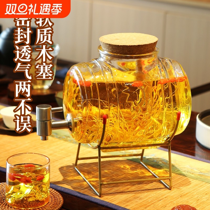 泡酒专用酒瓶家用人参酒桶玻璃酒罐容器密封酒坛子带龙头高硼硅