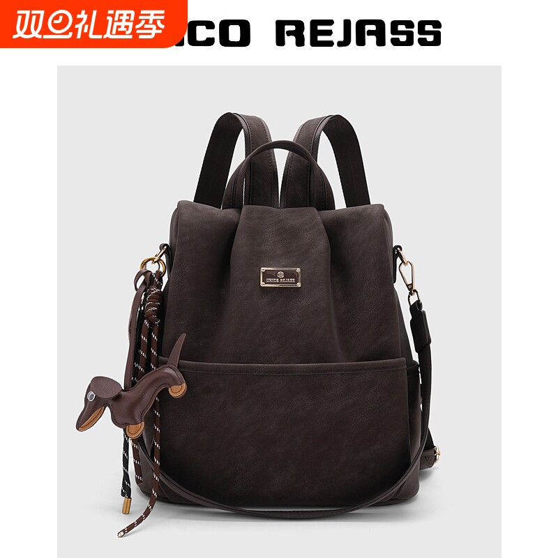 包包女包2025新款复古褶皱双肩包女大容量上课通勤多功能防盗背包