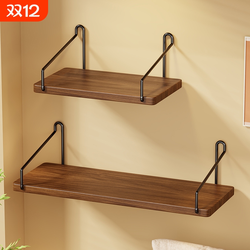 实木墙上置物架投影仪壁挂支架